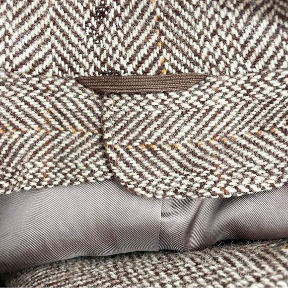 Vintage Clipper Craft Brown Herringbone Overcoat Union Made Size Medium Large - Picture 12 of 16